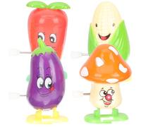 Hohopeti 4pcs Wind-up Vegetable Clockwork for Educational Mechanical Playthings Walking Mushroom Carrot Eggplant Corn for Parties and Family Fun