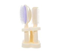 Hohopeti 4pcs Women’s Hair Comb Styling Set with Paddle Brush, Curling Roller, Straight Comb and Handheld Mirror - Multi-functional Hair Stylist Kit for Home and Professional Use, White