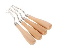 Hohopeti 4pcs Wood Handle Crochet Hooks with Ergonomic Bent Grip for Hair Braiding Dreadlocks Carpet Weaving Multipurpose Crafting Tools for DIY Hair Locking and Braid Repair