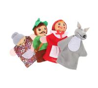 Hohopeti 4pcs Wooden Animal Finger Puppets Cartoon for Interactive Storytelling Educational Role Play Fun