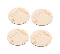 Hohopeti 4pcs Wooden Birth Announcement Sign Newborn Name Milestone Discs Diameter Safe and Adorable Photo Prop for Growth Tracking and Shower Gifts