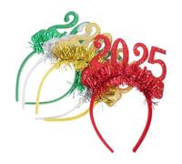 Hohopeti 4pcs Year Headbands Flexible Glitter Hair Bands Party Accessories for Adults Comfortable Fit Multi-color Red Gold White Green for Eve Celebrations
