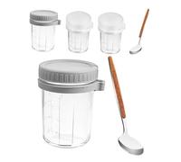 Hohopeti 4pcs Yogurt Cereal Cup Overnight Oats Container Glass Breakfast Cup Cereal Yogurt Oatmeal with Spoon Bowls with Lids Container Sealing Oats Jar Glass Jar