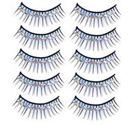 Hohopeti 5 Pairs Blue Thick Exaggerated False Eyelashes Diamond Stage Performance Lashes for Latin Dance Show