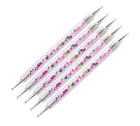 Hohopeti 5 Pcs Double-ended Nail Art Dotting Pen Set with Pearl Handle Nail Painting Tool for Women Fine Line and Dot Design Brushes for DIY Manicure and Art Supplies