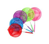 Hohopeti 5 Pieces Extendable Telescopic Net for Stainless Steel Pole and Nylon Mesh Bug Catching Lightweight and Butterfly Catcher for Outdoor Garden Play Fluorescent Green Red Purple Blue