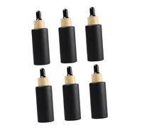 Hohopeti 50ml Black Frosted Glass Dropper Bottles 6pcs Refillable Essential Oil Cosmetic Liquid Containers with Black Rubber Pipette Caps for Skincare and Aromatherapy Use