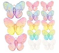 Hohopeti 50pcs Acrylic Mini Butterfly Decors for DIY Crafts Lightweight Colorful Gradient Ornaments for Phone Cases Hair Accessories and Small Handicrafts Unique Handmade Random Color