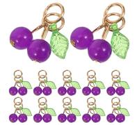 Hohopeti 50PCS Deep Purple 3D Cherry Pendant Charms for Jewelry Making, Mini Plastic Cherry Beads for DIY Bracelets, Necklaces, Earrings and Keychain Decorations
