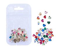 Hohopeti 50pcs Heart-Shaped Nail Rhinestones Flatback Rhinestone Charms Mixed Colors DIY Manicure Accessories for Nail Art Decoration Random Color