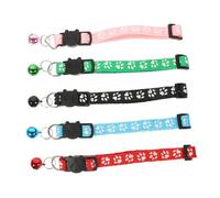Hohopeti 5pcs Cat Collars with Paw Print Neckties Chic Decorative Pet Neck Rings with Bells for Outdoor Photos Comfortable Buckle Collars in Red Green Blue