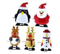 Hohopeti 5Pcs Christmas Cartoon Clockwork Snowman Santa Reindeer Penguin Wind Up Walking Holiday Party Favors