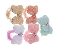 Hohopeti 5pcs Cute Bow Hair Ties for Ponytail Holders Sequin Mesh Elastic Hair Bands Non-slip Headdress