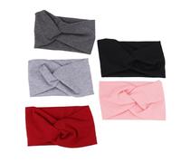 Hohopeti 5Pcs Elastic Cross Hair Bands Set Solid Color Headwraps for, Stretchy Hair Accessories in Black Pink Dark Gray Light Gray Burgundy, Suitable for Daily Wear and Sports