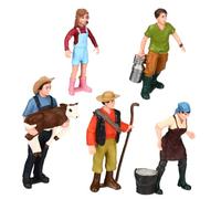 Hohopeti 5PCS Farm People Scale Model Miniature Painted Figures for Architectural Layouts and Creative Pretend Play Includes Farmer Milking Woman Shepherd and More Solid Designs
