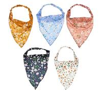 Hohopeti 5Pcs Floral Printed Elastic Hair Scarves Breathable Triangle Headbands for Women Comfortable Skin-friendly Hair Kerchiefs for Parties Travel and Daily Wear