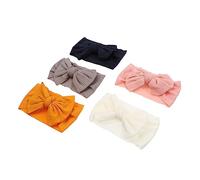 Hohopeti 5pcs Girl Bow Headbands Soft Knit Hair Accessories Grey for Boy Girl and Toddlers for Newborn Photography and Showers