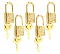 Hohopeti 5Pcs Gold Mini Padlocks with Keys for Treasure Chest Box, Wooden Drawer Decorative Locks for ’ Party Favors and Jewelry Boxes