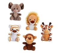 Hohopeti 5Pcs Jungle Animal Plush Keychain Pendant Cute Stuffed Forest Animals Keyring Monkey Elephant Lion Tiger Deer Hanging Ornament for Adults
