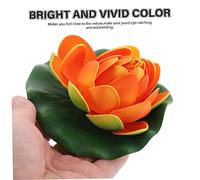 Hohopeti 5pcs Lotus Decoration Fake Water Lily Garden Pond Floating Flowers Decor Simulation Artificial Water Lilies Floating Pot Faux Flowers Pad Small Decorations Foam Orange