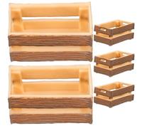 Hohopeti 5Pcs Miniature Dollhouse Crates Set, Hollow Wooden Frame Boxes for Mini House Accessories, Tiny Scene Decoration Props for Craft and Pretend Play