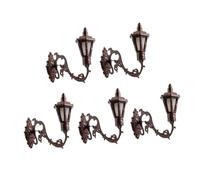Hohopeti 5pcs Miniature Wall Lamp Model for Sand Table Layout Decor Simulation Mounted Lamps in Antique Bronze with White Light Scene Decoration for Mini Houses and Craft Displays