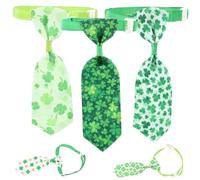 Hohopeti 5pcs Pet Neckties Cat Ties Holiday Cat Neckties Polyester Material 9.82x1.57x0.04in Size Green Colour St Patrick's Day Party Daily Life for Dog