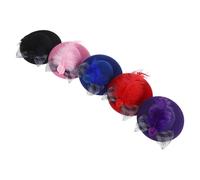 Hohopeti 5pcs Small Mini Top Hats for Dolls Soft Miniature Craft Hats with Flower and Tea Party Designs Comfortable Tiny Dress Up Caps for Dollhouse Accessories and DIY Decorations