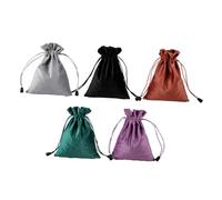 Hohopeti 5pcs Velvet Drawstring Pouch for Travel Cosmetics and Jewelry Storage Dustproof Makeup Organizer Bags in Purple Black Gray Green Brown Multipurpose Candy and Craft Packaging