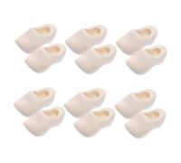 Hohopeti 6 Pairs Miniature Unfinished Wooden Doll Shoes Dutch Clogs DIY Crafts Blank Mini Dollhouse Accessories for Micro Landscape Decorations