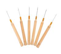 Hohopeti 6 Pcs Hair Crochet Hooks with Wooden Handles Iron Dreadlock Crochet Needle for Interlocking Locs and Sisterlocks DIY Hair Styling Tools