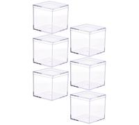 Hohopeti 6 Pcs Transparent Portable Candy Jars Clear Square Sweet Containers with Lids for Birthday Wedding Party Storage and Cookie Cake Display Boxes