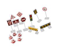 Hohopeti 6 Sets Simulation Road Cones Traffic Signs Educational Roadblock for Role Play Learning Traffic Safety and City Scene Modeling