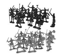 Hohopeti 60Pcs Army Men Set Black Silver Mini Soldiers Figures for Educational Ancient Roman and Medieval Knight Figurines Plastic Soldiers Collection
