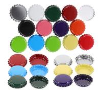 Hohopeti 60Pcs Colorful Double Sided Beer Bottle Caps for Crafting DIY Wall Art Iron Material Colors with Each Creative Metal Caps for Home Decor and Craft Supplies