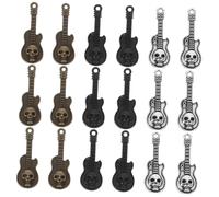 Hohopeti 60pcs Skull Guitar Charms Metal Pendants for Necklace Bracelet Keychain DIY Jewelry Making with Detailed Music Instrument Design in Black Antique Silver and Bronze