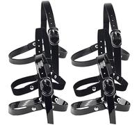 Hohopeti 6pcs Adjustable Female Heel Shoe Straps Set for High Heels Invisible Triangle Fixing Bands in Suede Black Mirror Black Matte Daily Use Shoe Accessories for Women