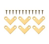 Hohopeti 6pcs Angle Corner Brackets Made of Sturdy Brass Right Angle Flat Corner Design, for Craft and Photo Frames, Featuring Simple Installation and Sturdy Golden Finish