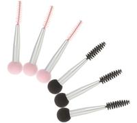 Hohopeti 6pcs Dual-head Makeup Sponge Set with Eyebrow Stamper and Eyelash Brush, Pink and Black Sponge Heads, Professional Cosmetic Tools for Precise Eye Makeup Application
