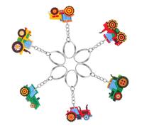 Hohopeti 6pcs Farm Vehicle Keychains Cute Construction Theme Party Favors for Harvest Season Classroom Prizes Easter Goody Bags Spring Celebrations