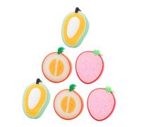 Hohopeti 6Pcs Fruit-Shaped Bath Sponges for Boy Girl and Soft Supple Shower Sponge with Cartoon Strawberry Mango Orange Design Gentle Skin Cleanser and Massage Tool for Daily Bathing