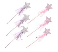 Hohopeti 6pcs Glitter Fairy Wands for Realistic Princess Flower Girl Wand in Pink and Purple Detailed Role Play Props for Birthday Parties Stage Performances and Dress-up Fun