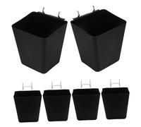 Hohopeti 6pcs Heavy Duty Pegboard Cups with Hooks Wall Organizer Containers for Garage Office Storage Space-Saving Plastic Peg Board Accessories Kit