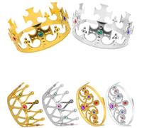 Hohopeti 6pcs King and Queen Crown Headband Set for Cosplay Party, Antique Style Holiday Decor Crowns with Jewels, Birthday and Dress-up Accessories