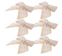 Hohopeti 6pcs Large Burlap Lace Bows for DIY Rustic Present Decoration Handmade Linen Bowknots for Gift Wrapping Versatile Jute Ribbon Bows Durable and Easy to Attach Crafting Accessories