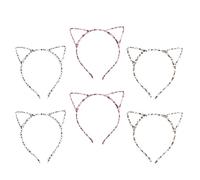 Hohopeti 6pcs Leopard Cat Ears Headband Set and - Retro Animal Print Hairband with Yellow White and Red Pink Leopard Patterns - Jungle Theme Costume Accessory for Birthday Party