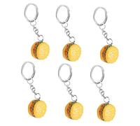 Hohopeti 6pcs Mini Food Pendant Keyring Resin Keychain Accessories for Handbags Wallets Keys Cute Hamburger Design for Gifts