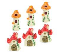 Hohopeti 6pcs Mini Resin Tiny House Ornaments for Micro Garden Decor Adorable Miniature Houses for Desktop and Home Supplies Compact and Cute Resin Figurines
