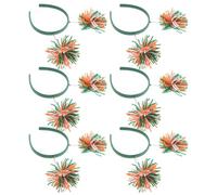 Hohopeti 6pcs Multi Colored Pom Pom Hair Hoop Set Knitted Festive Head Bopper Headbands for Themed Parties Halloween Carnival Soft Stretch Knit Hairbands for Women Stage Cosplay