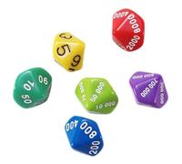 Hohopeti 6Pcs Multi-sided Board Game Dice Plastic Lightweight Place Value Powers Ten Dice for Rpg Party Games Random Colors Random Color